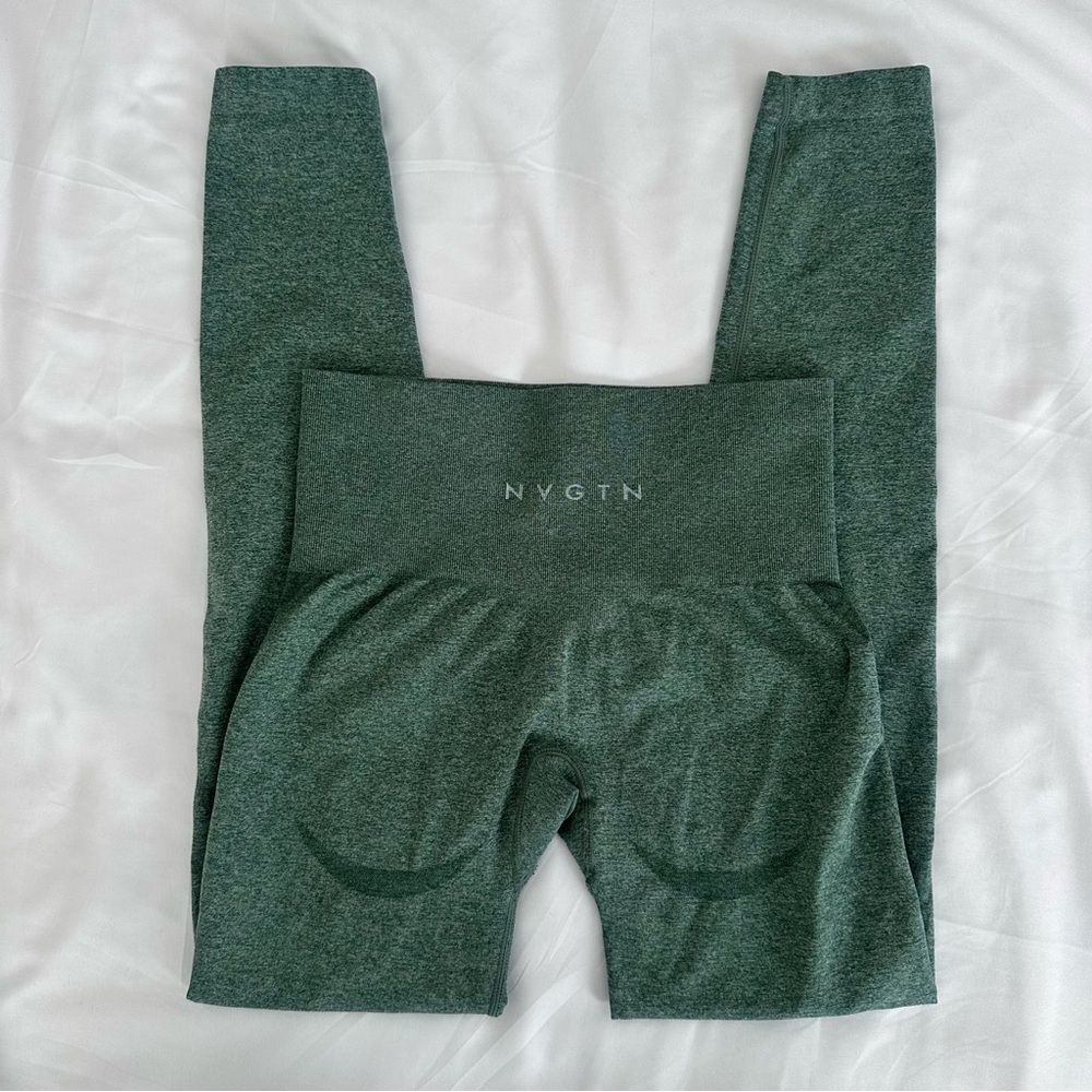 NVGTN High Waisted Curve Seamless Contour Ankle Green Stretch Leggings Small